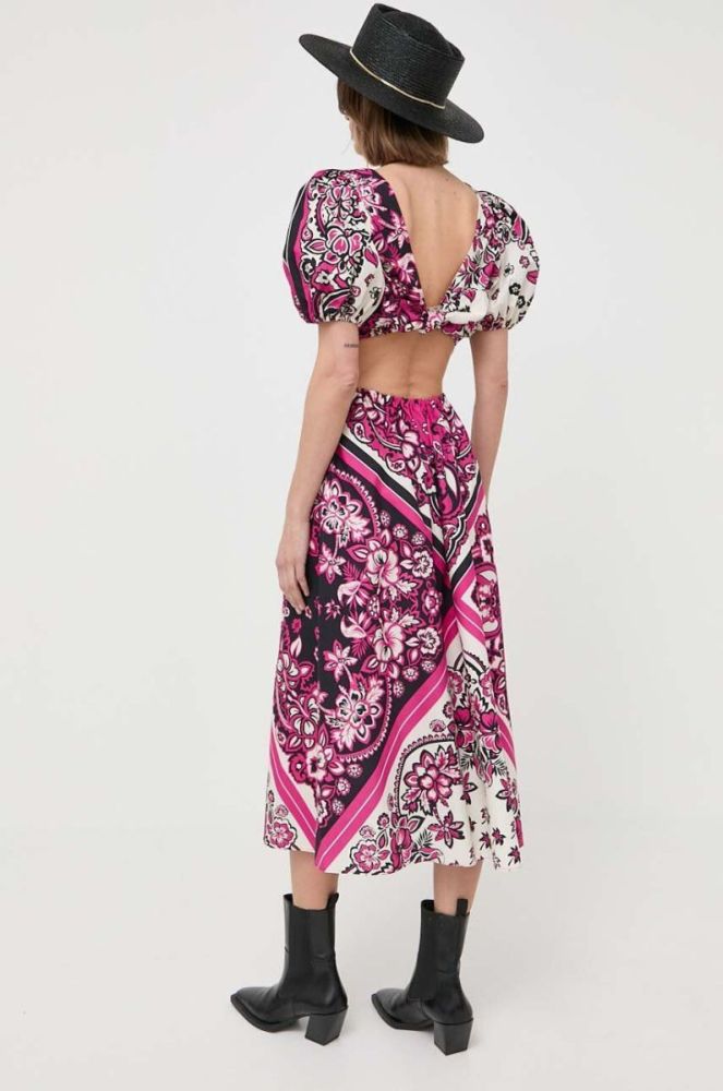 Бавовняна сукня Red Valentino колір фіолетовий midi розкльошена фото 3