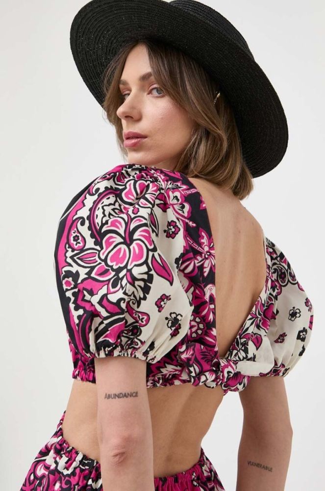 Бавовняна сукня Red Valentino колір фіолетовий midi розкльошена фото 4