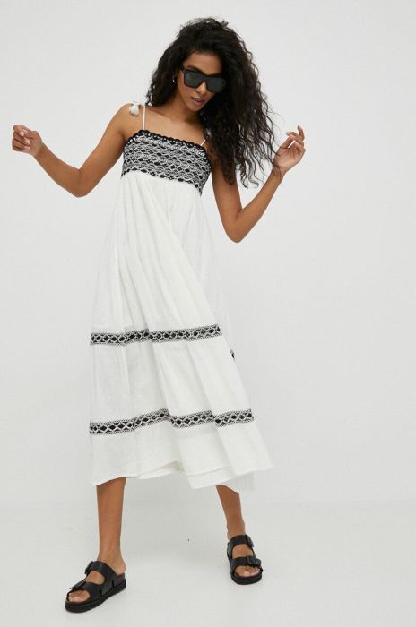 Бавовняна сукня Pepe Jeans Ariel колір білий mini розкльошена