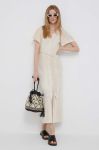 Сукня з домішкою льону Pepe Jeans Faye колір бежевий maxi розкльошена