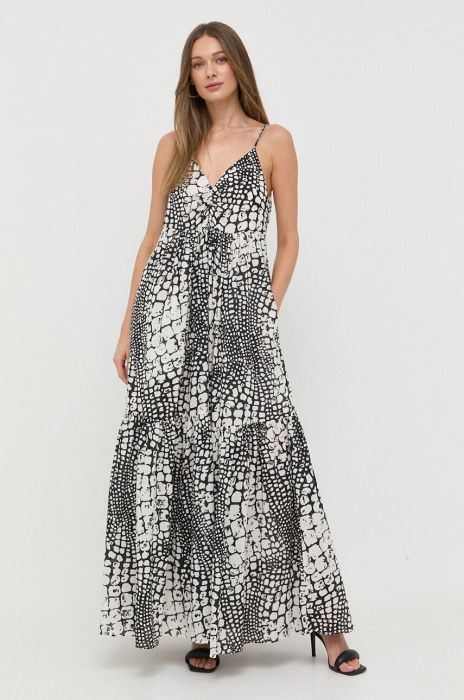 Бавовняна сукня Twinset maxi розкльошена колір барвистий (3181784)