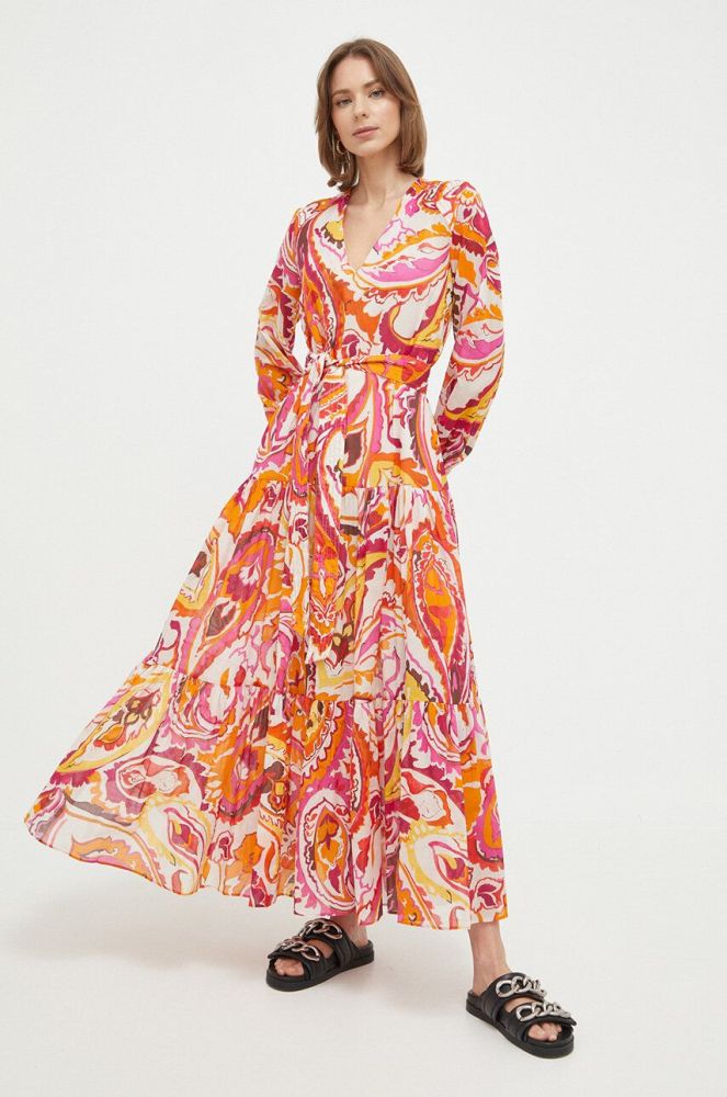 Бавовняна сукня Twinset maxi розкльошена колір барвистий (3213418)