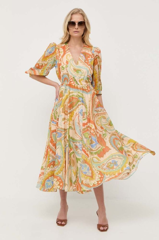 Бавовняна сукня Twinset midi розкльошена колір барвистий (3241915)