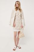 Льняна сукня Twinset колір бежевий mini облягаюча