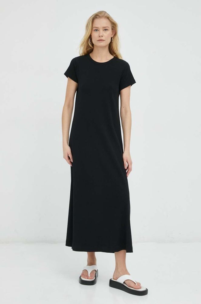 Бавовняна сукня Drykorn колір чорний maxi розкльошена