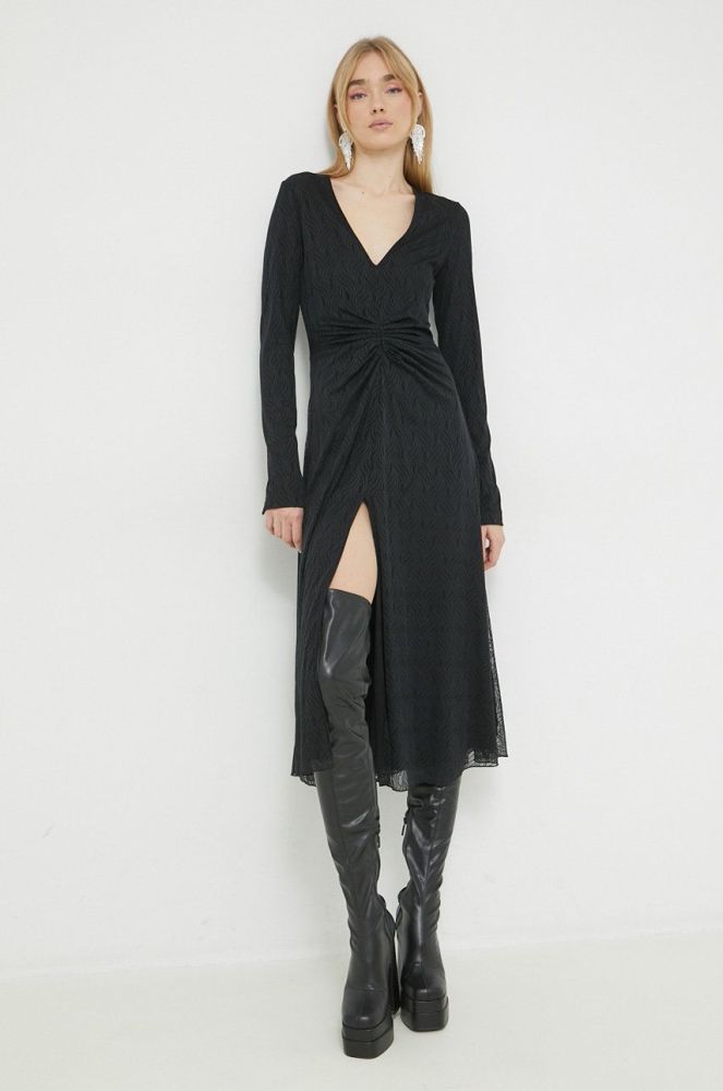 Сукня Rotate колір чорний midi розкльошена (2917547)
