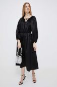 Сукня з домішкою шовку Dkny колір чорний midi розкльошена