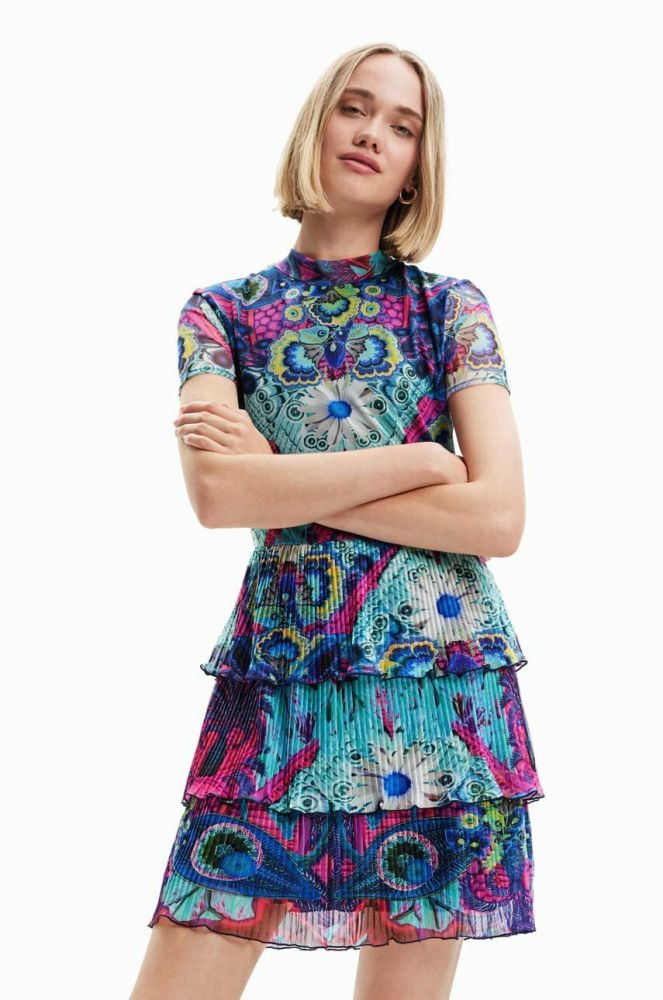 Сукня Desigual mini облягаюча колір барвистий (3031782)