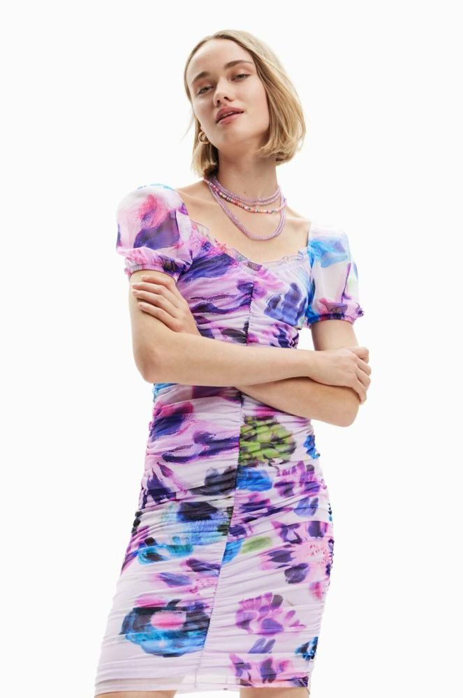 Сукня Desigual mini облягаюча колір барвистий (3053311)