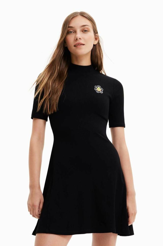 Сукня Desigual колір чорний mini розкльошена (3053342)