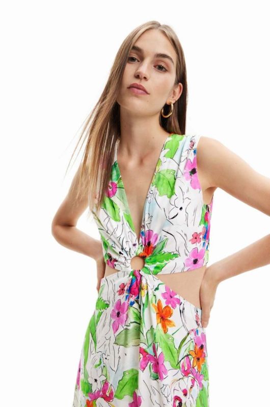 Сукня Desigual колір білий maxi розкльошена фото 2