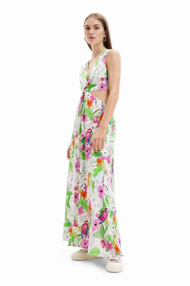 Сукня Desigual колір білий maxi розкльошена фото 3