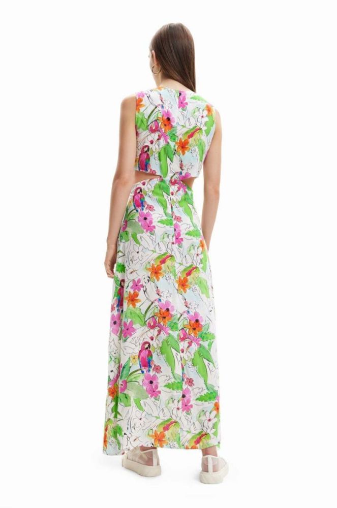 Сукня Desigual колір білий maxi розкльошена фото 4