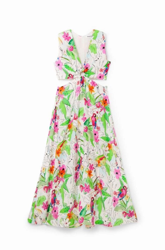 Сукня Desigual колір білий maxi розкльошена фото 5