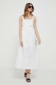 Бавовняна сукня Sisley колір білий midi розкльошена