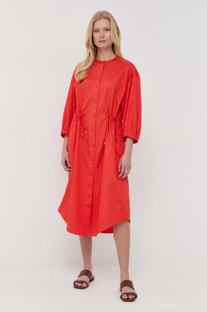 Бавовняна сукня Max Mara Leisure колір червоний midi розкльошена