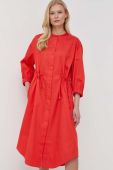 Бавовняна сукня Max Mara Leisure колір червоний midi розкльошена
