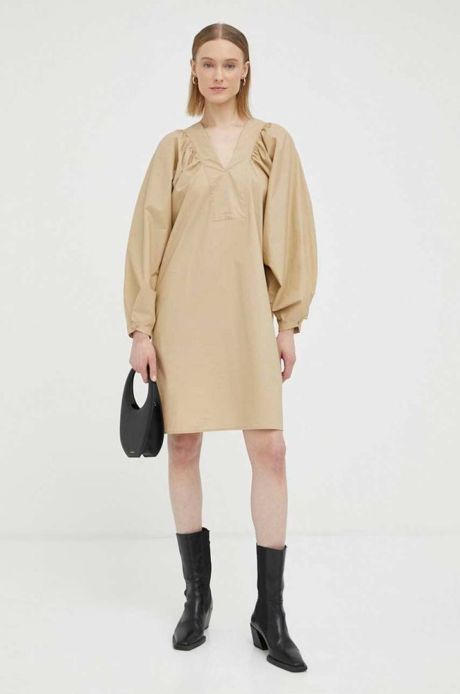 Бавовняна сукня By Malene Birger колір бежевий mini oversize