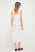 Льняна сукня United Colors of Benetton колір білий midi пряма