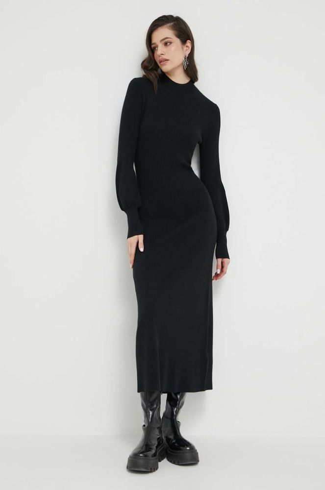 Сукня HUGO колір чорний midi пряма (3210730)