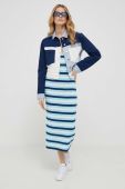 Бавовняна сукня United Colors of Benetton midi облягаюча колір блакитний