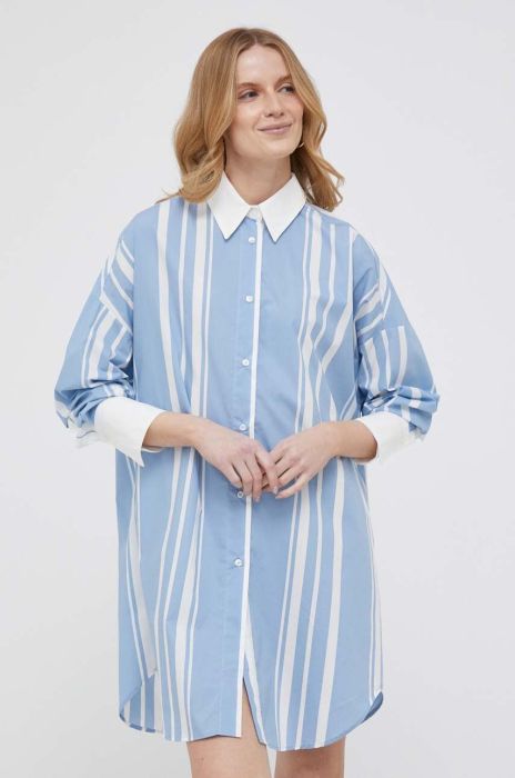 Бавовняна сукня United Colors of Benetton mini oversize колір блакитний