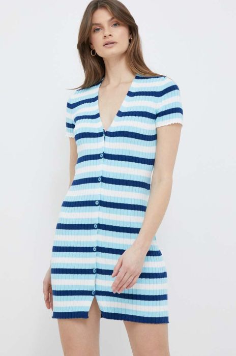 Бавовняна сукня United Colors of Benetton mini облягаюча колір блакитний