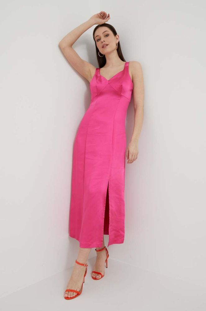 Сукня United Colors of Benetton колір рожевий midi розкльошена