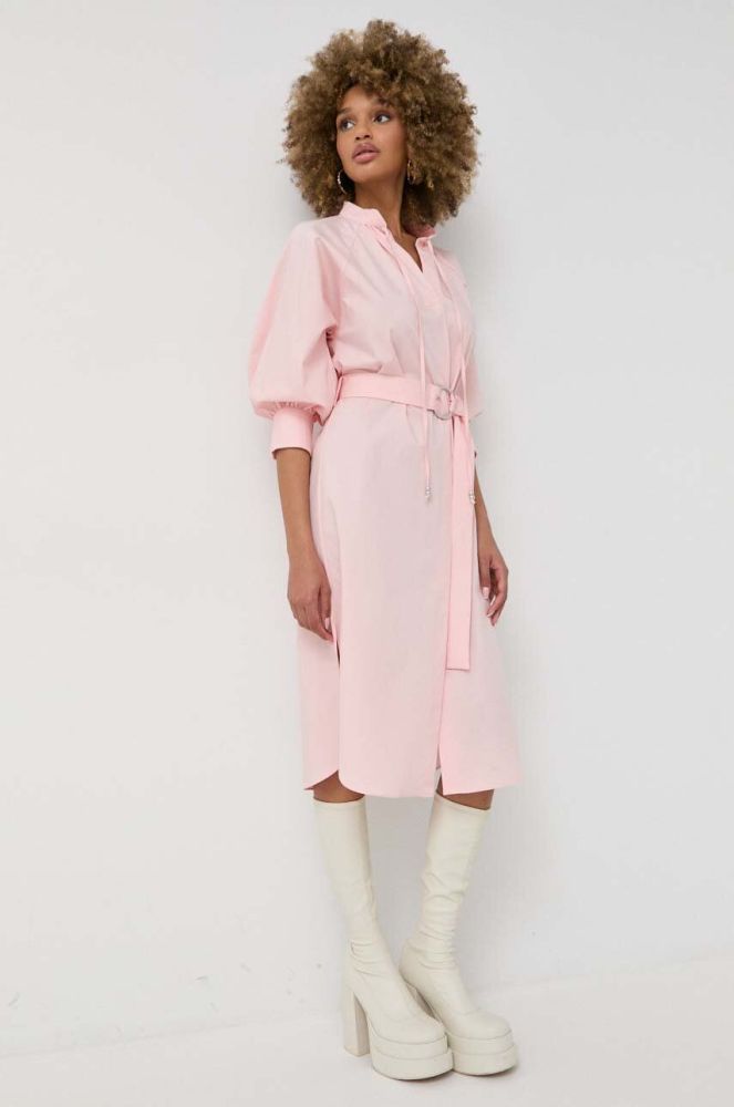 Сукня BOSS колір рожевий midi пряма (3113559)