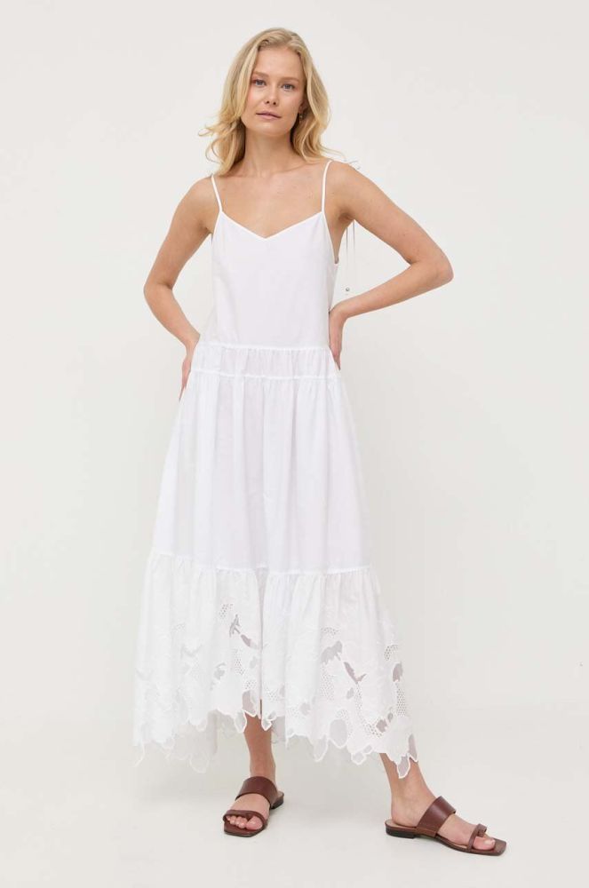 Сукня BOSS колір білий midi розкльошена