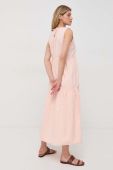 Бавовняна сукня BOSS колір рожевий maxi розкльошена