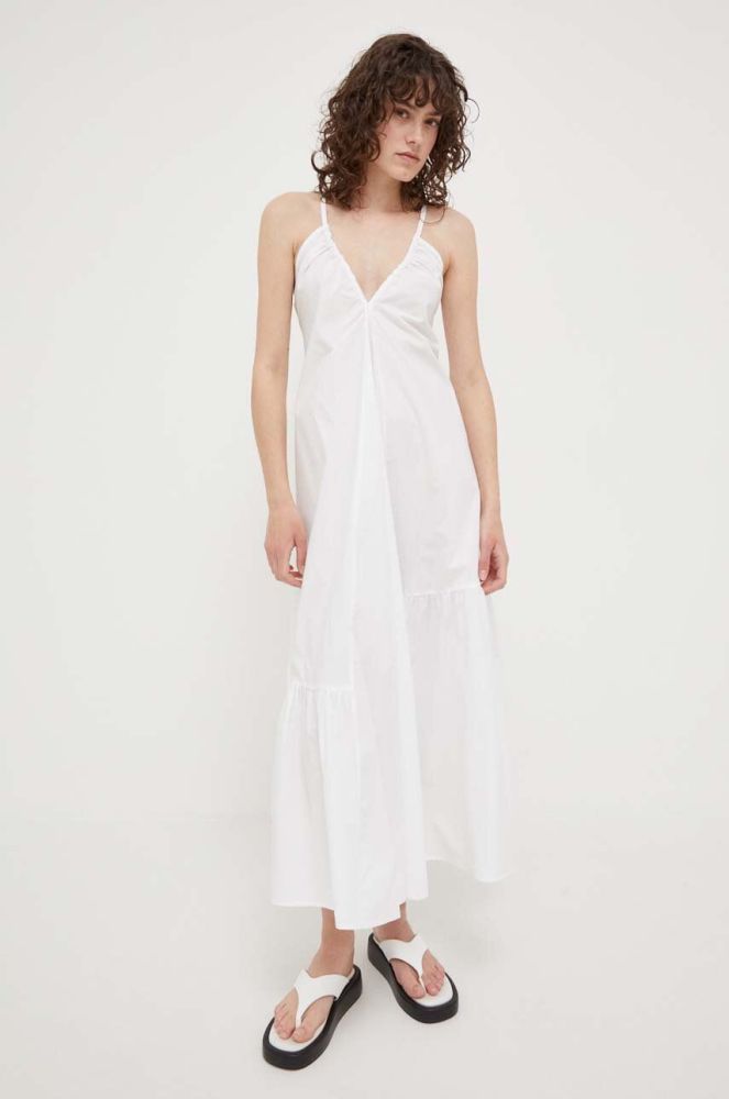 Бавовняна сукня Herskind колір білий maxi розкльошена