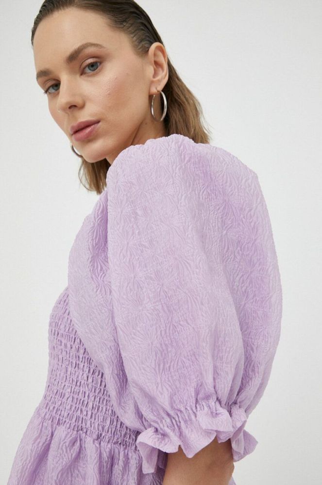 Сукня Bruuns Bazaar колір фіолетовий mini розкльошена фото 5