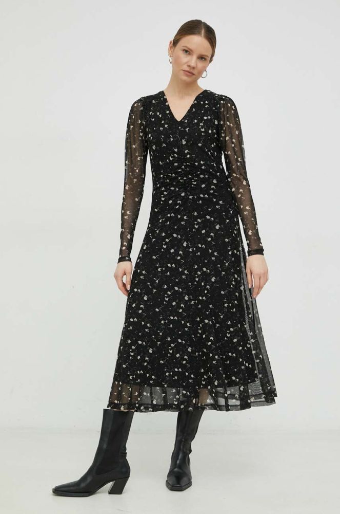 Сукня Bruuns Bazaar колір чорний maxi розкльошена (3028838)