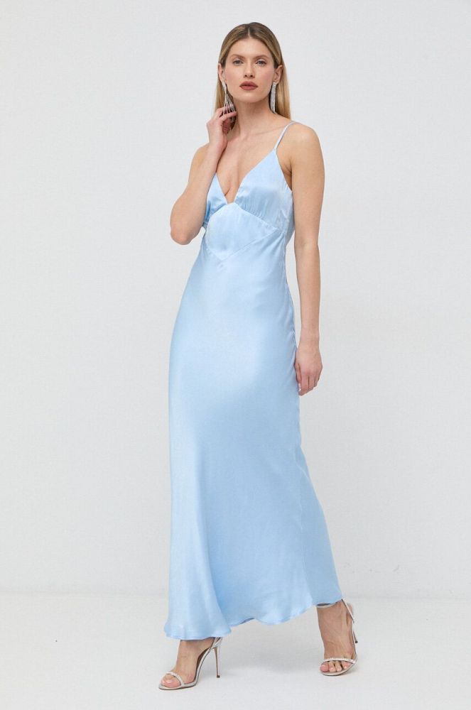 Сукня Bardot maxi розкльошена колір блакитний (3090624)