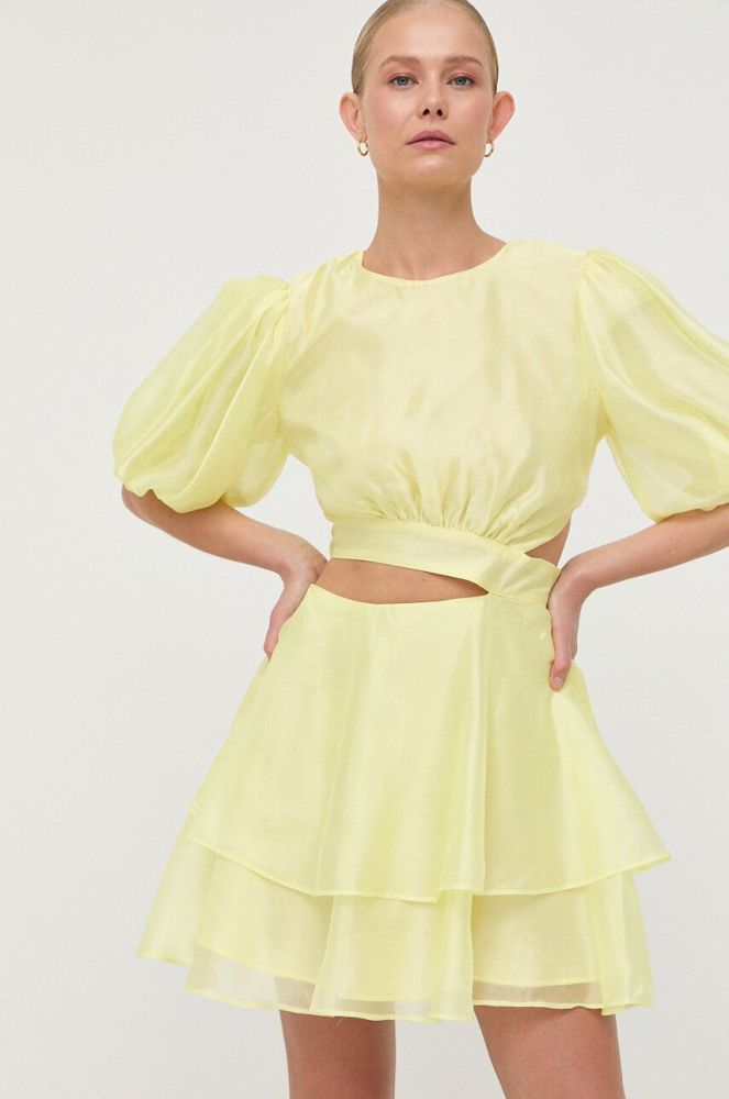 Сукня Bardot колір жовтий mini розкльошена (3205111)