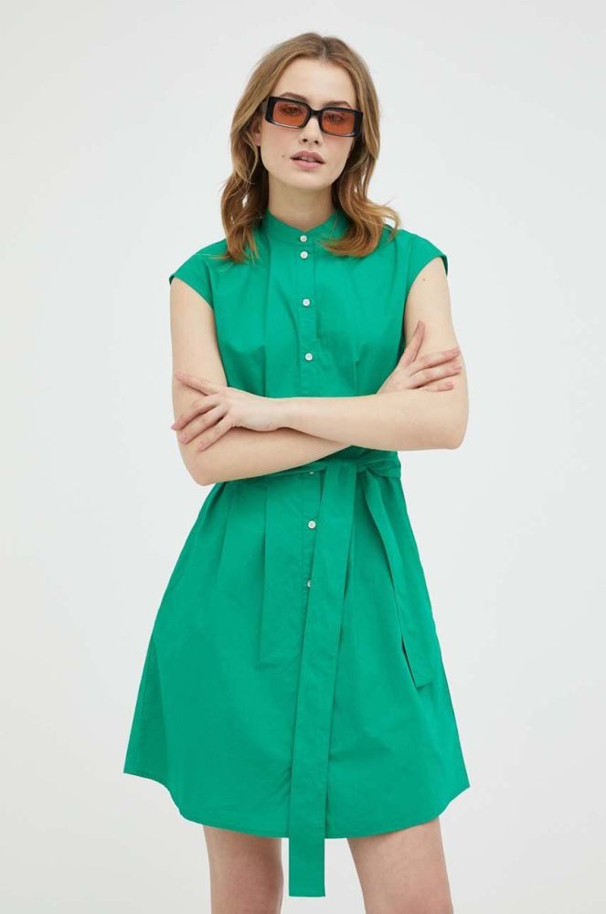 Бавовняна сукня Marc O'Polo колір зелений mini пряма