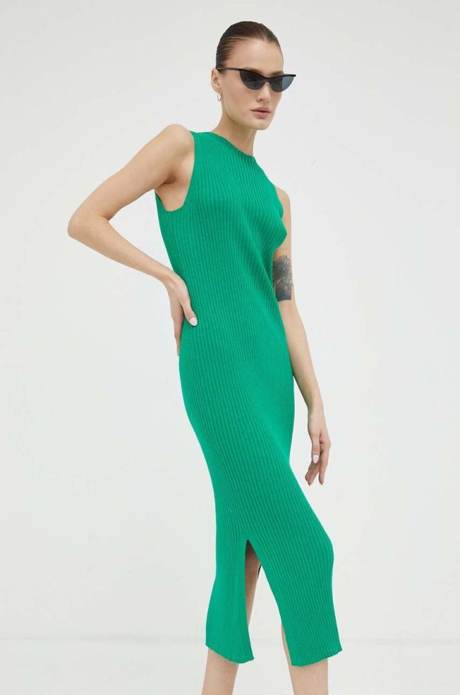 Сукня з домішкою льону Marc O'Polo колір зелений maxi облягаюча