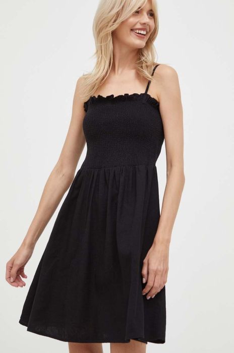 Льняна сукня United Colors of Benetton колір чорний mini розкльошена