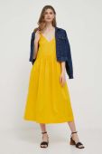 Бавовняна сукня United Colors of Benetton колір жовтий midi розкльошена