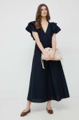Бавовняна сукня Tommy Hilfiger колір синій maxi розкльошена Бавовняна сукня Tommy Hilfiger колір синій maxi розкльошена