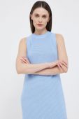 Сукня з домішкою льону Tommy Hilfiger midi пряма колір блакитний