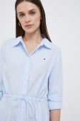 Бавовняна сукня Tommy Hilfiger mini розкльошена колір блакитний