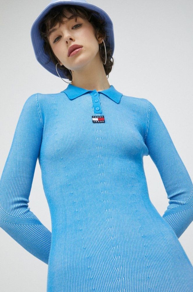 Сукня Tommy Jeans mini облягаюча колір блакитний (2990973) фото 2