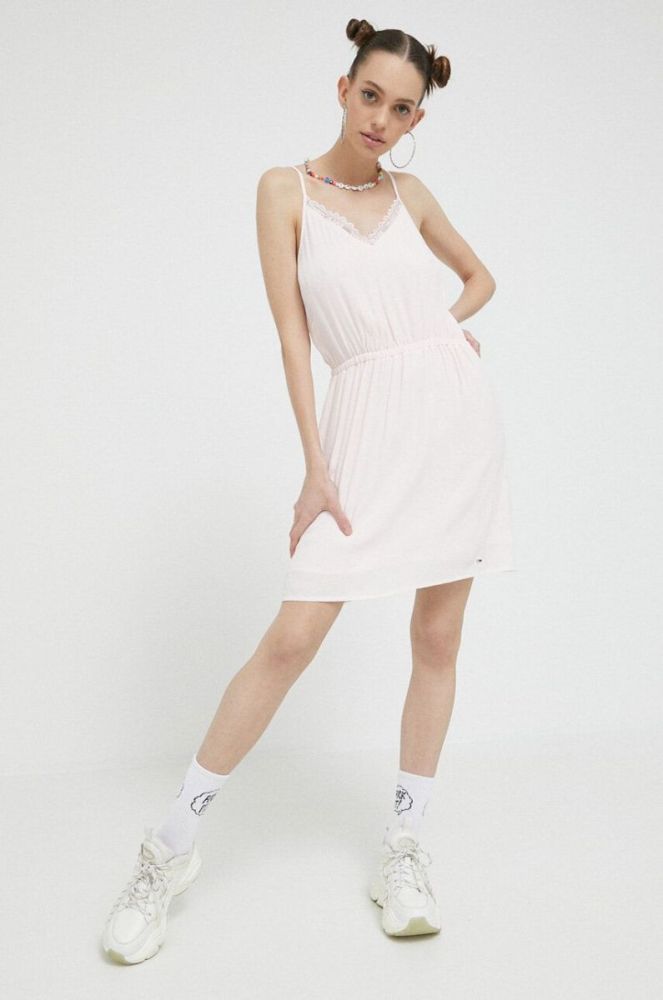 Сукня Tommy Jeans колір рожевий mini розкльошена (3140832) фото 2