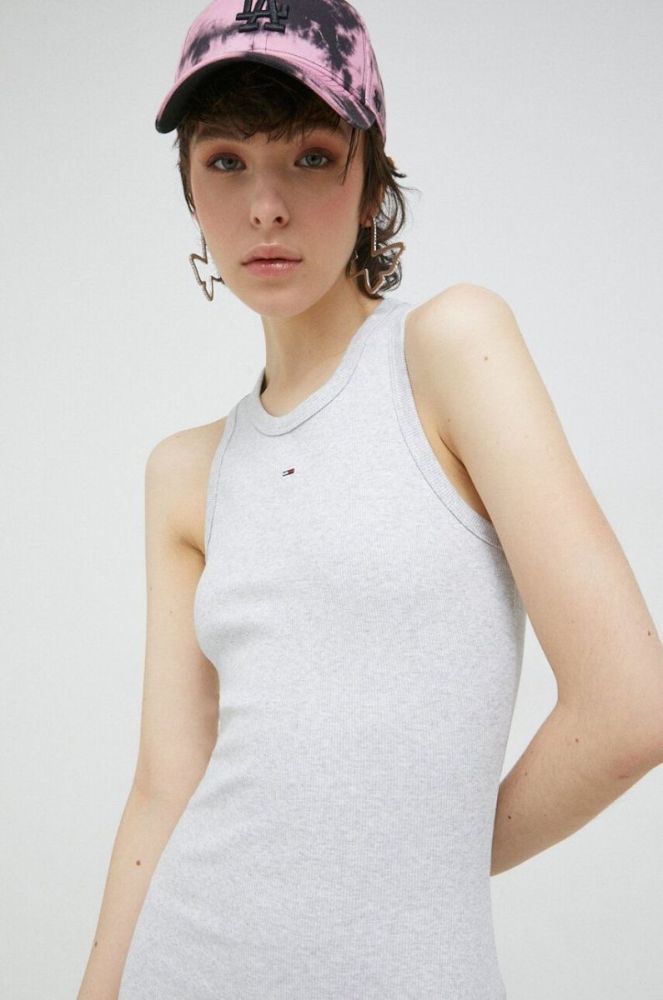 Сукня Tommy Jeans колір сірий mini облягаюча фото 4