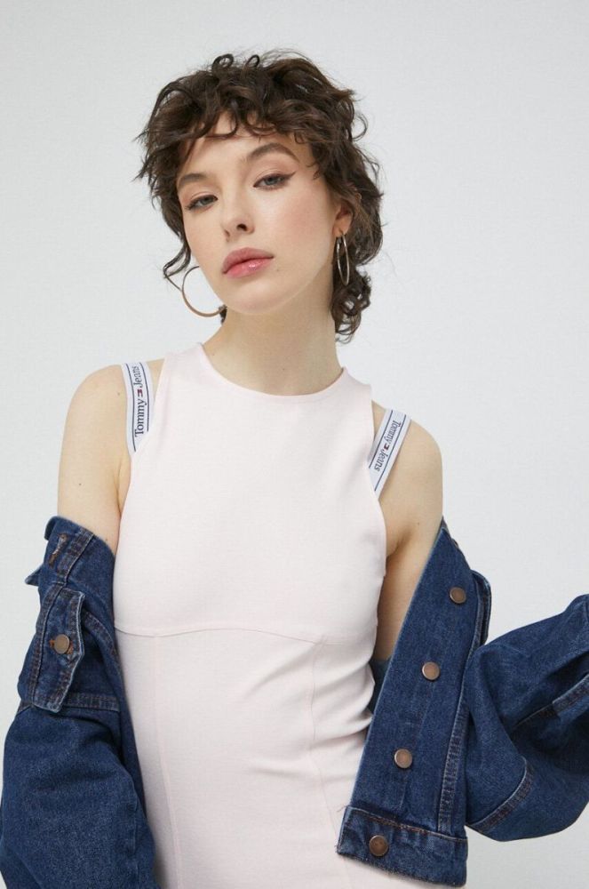 Сукня Tommy Jeans колір рожевий mini облягаюча (2996996) фото 4