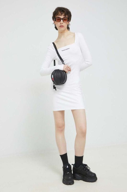 Сукня Tommy Jeans колір білий mini облягаюча (2997006) фото 2