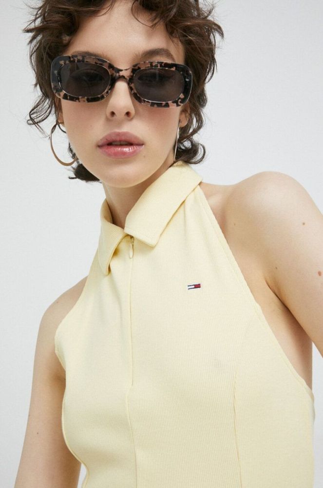 Сукня Tommy Jeans колір жовтий mini розкльошена фото 4
