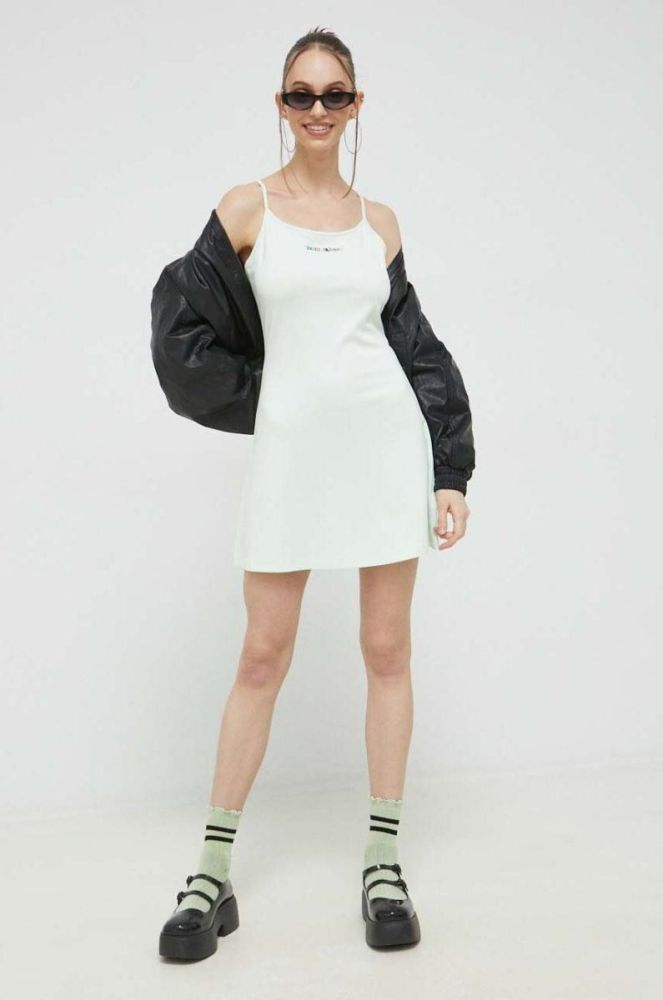 Сукня Tommy Jeans колір зелений mini розкльошена (3020093) фото 2